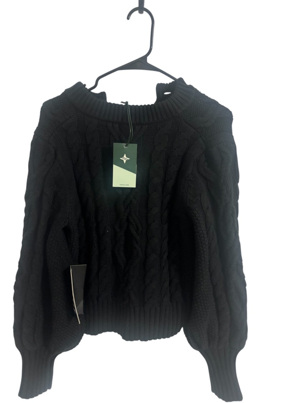 Navy Cable-Knit Button-Up Sweater - Picture 7 of 7
